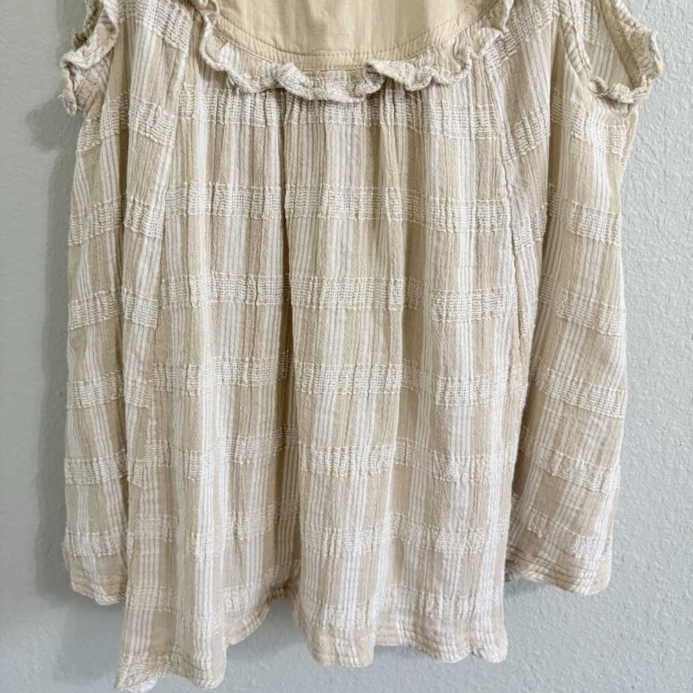 Pilcro Anthropologie Textured Babydoll Tunic Top Large Ruffle Cottagecore Boho - Picture 8 of 14